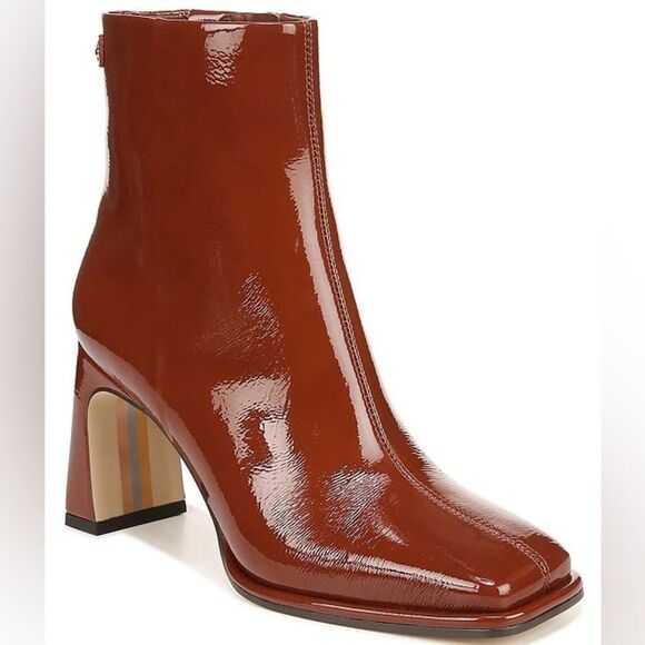 Sam Edelman Irie Patent Leather Booties Brown Copper Bronze Size 7 - Picture 1 of 7